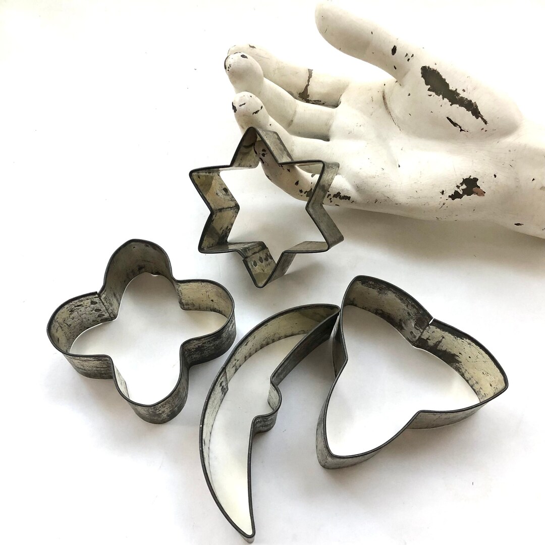 Set of 4 Large and Deep Antique Cookie Cutters, Victorian/edwardian Era