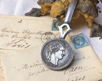 Vintage French letter opener, desk accessory, office decor, Napoleon 1804 portrait,  French marketing gift, advertising