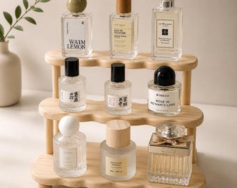 Wooden Perfume Display Stand,  Perfume Organizer, Vanity Shelf, Cologne Holder