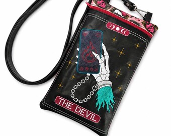 Vinyl Crossbody Bag, The Devil Tarot Card Purse, Gothic Handbag, Occult Accessories