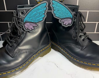 Faerie Boot Wings, Embroidered Vinyl Shoe Accessories, Fairycore Combat Boot Charms, Festival Fashion