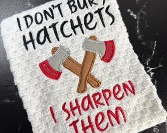 Sarcastic Kitchen Towel, Embroidered Cotton Hand Towel, Funny Housewarming Gift, Snarky Tea Towel