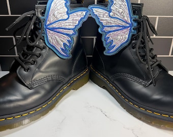 Faerie Boot Wings, Embroidered Vinyl Shoe Accessories, Fairycore Combat Boot Charms, Festival Fashion