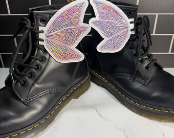 Faerie Boot Wings, Embroidered Vinyl Shoe Accessories, Fairycore Combat Boot Charms, Festival Fashion