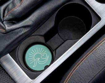 Ocean Wave Car Coaster, Cute Car Cup Holder Coaster, Teal Car Coaster, Sunshine Coaster, Girly Car Accessory, Gift for Her, Boho Car Decor