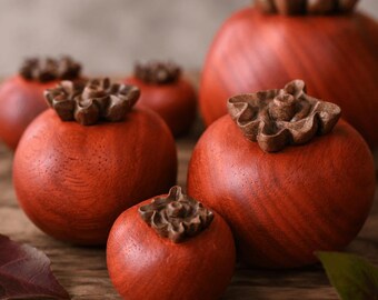 Ręcznie rzeźbiona figurka persymony, rzeźbiona dekoracja biurka z owocami, dekoracja biurka, prezenty na Halloween