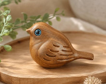 Statuetta di uccello in legno intagliata a mano, mini ornamento a forma di uccello fatto a mano, decorazione per la casa, decorazione da scrivania, regalo per l'inaugurazione della casa