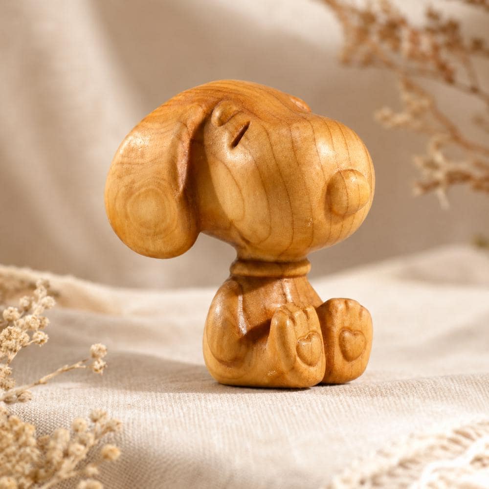 Wood carved snoopy - Etsy 日本