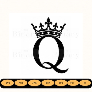 Königin SVG PNG, Königinkrone SVG, Königlicher Anfangsbuchstabe Q geteilt, Hochzeitsdekoration, Cricut, Silhouette, Laserschnitt, digitaler Download