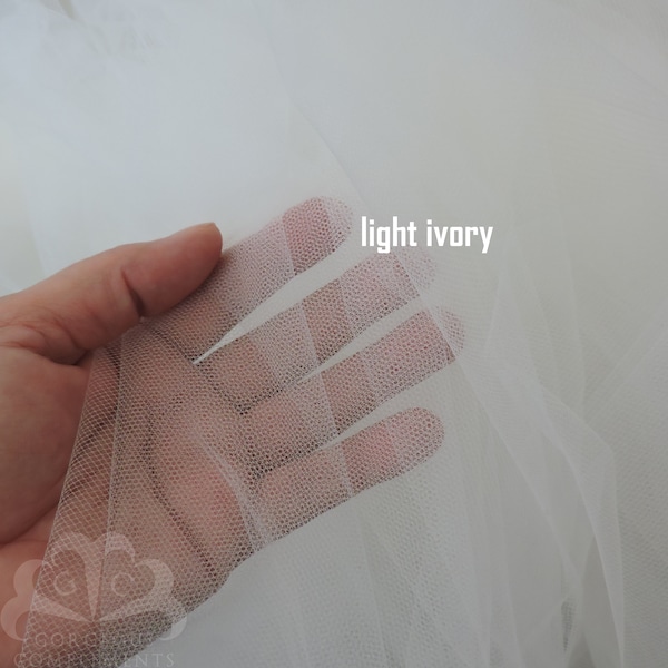 Soft High Quality  Illusion Tulle LIGHT IVORY Nylon 108" by the Yard- veil fabric