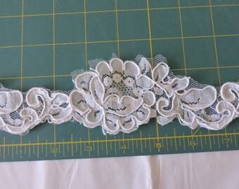 White Alencon Reembroidered  Lace Trim 2"  Wide Alencon Style