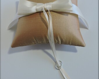 Champagne Gold- Silk and Satin Ring Pillow