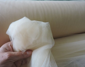 Beige 108" Soft Illusion Nylon Tulle Fabric by the Yard