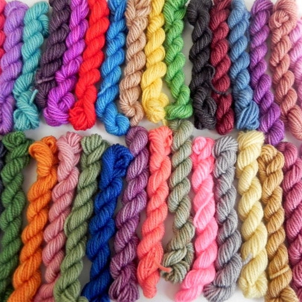 35 Solid color Sock Yarn Mini Skeins  - 12 yards each - Full Studio June collection - 420 yards total