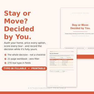 Senior Housing Decision Workbook - Age in Place or Move, Fillable PDF