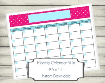 fill in calendar etsy