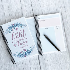 Scripture Journal - Be A Light For All To See Journal,  Bible Study Journal, Prayer Journal, Bible Journal, Bible Notebook, Spiral Bound