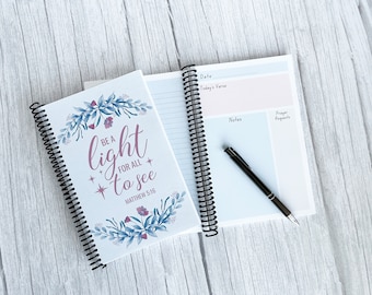 Scripture Journal - Be A Light For All To See Journal,  Bible Study Journal, Prayer Journal, Bible Journal, Bible Notebook, Spiral Bound