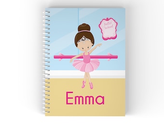 Ballerina Notebook - Ballet Class Ballerina Crown Ballet Room - Personalized Notebook - Customized Spiral Notebook - Back to School