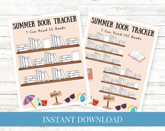 Kinder Sommer Buch Tracker druckbar, Korallen Strand Banner, druckbare Buch Tracker Challenge, Lese Log, Reading Tracker, Sofortiger Download