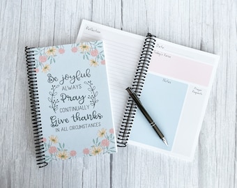 Scripture Journal - Be Joyful Pray Continually Journal,  Bible Study Journal, Prayer Journal, Bible Journal, Bible Notebook, Spiral Bound