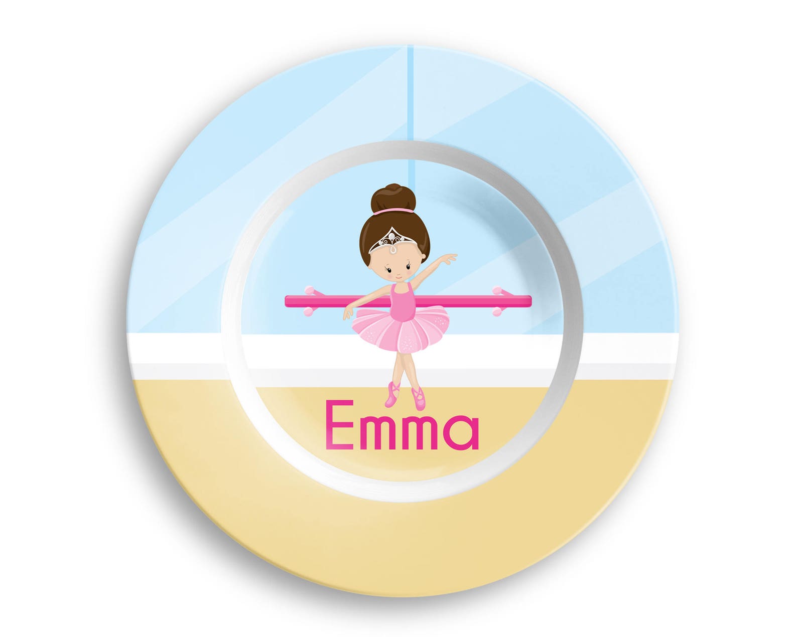 ballerina personalized plate – ballet class ballerina crown ballet room, 10 inch thermosaf® polymer plate, kids personalized 8.5