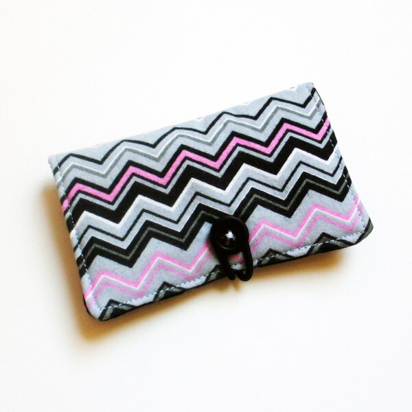 Grijs zwart roze Chevron weefsel visitekaartje houder, met zilver roze grijs polka dot-credit card houder, doek kaarthouder, geschenk kaarthouder