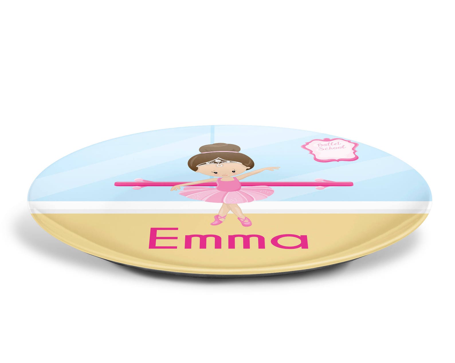 ballerina personalized plate – ballet class ballerina crown ballet room, 10 inch thermosaf® polymer plate, kids personalized 8.5