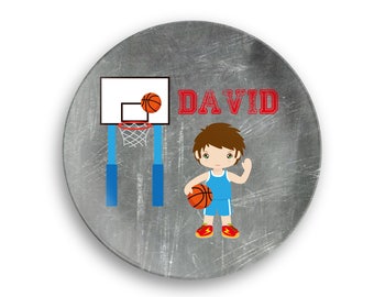 Basketball Plate  – Basketball Boy Jersey Net Ball - Personalized Plate - Personalized Bowl - Place Bowl Set