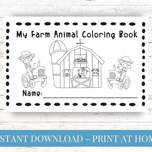Páginas para colorear de animales de granja imprimibles, Mis libros para colorear de animales de granja, Hoja de actividades de la granja, Fiesta de cumpleaños de la granja, Preescolar, Descarga instantánea