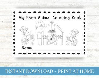 Páginas para colorear de animales de granja imprimibles, Mis libros para colorear de animales de granja, Hoja de actividades de la granja, Fiesta de cumpleaños de la granja, Preescolar, Descarga instantánea