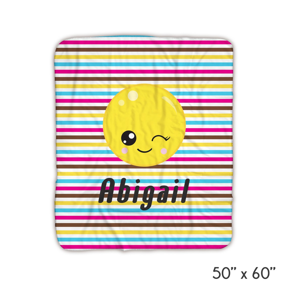 Emoji Face Personalized Blanket Blue Pink Brown Yellow Etsy