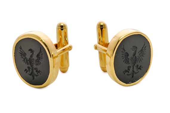 Personalizzata Placcato Oro Gemelli Ovali In Similpelle Custodia-Personalizzato Inciso