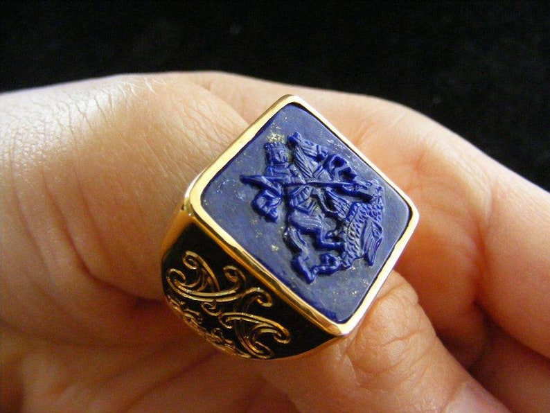 Custom Mens Rings And Crest Gold Plated Sterling Silver Etsy