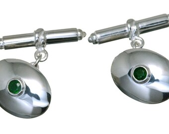 Emerald Cufflinks and Sterling Silver Gemstone Regnas Dress Smart 925