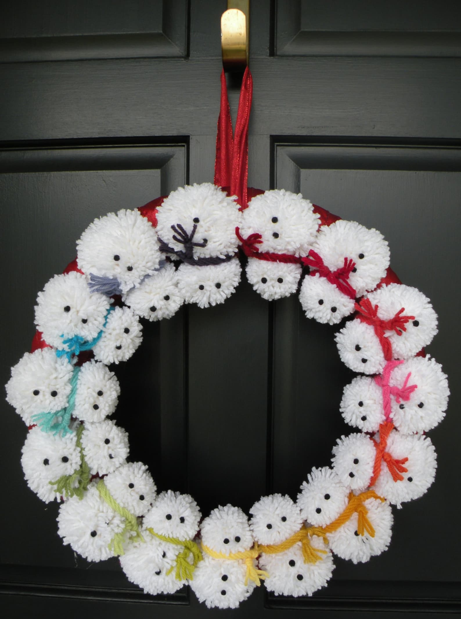 18 Pom pom Snowman Winter Wreath Etsy