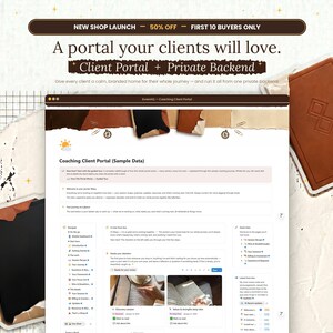 Coaching Client Portal & CRM | Aesthetic Minimal Notion Template for Coaches and Consultants | Session Recaps, Tracker, Private Backend