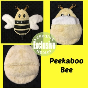 Peekaboo Bee In the Hoop Stuffed Softie - Reversible folds into an egg, ITH, IN The Hoop, Embroidery Design, Instant download