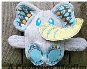 Peekaboo Elephant In the Hoop Stuffed Softie - Reversible folds into an egg, ITH, IN The Hoop, Embroidery Design, Instant download