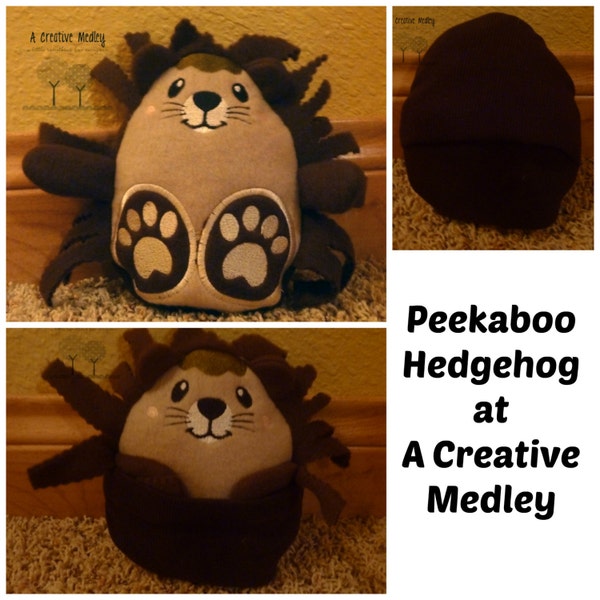 Peekaboo Hedgehog In the Hoop Stuffed Softie - Reversible folds into an egg, ITH, IN The Hoop, Embroidery Design, Instant download
