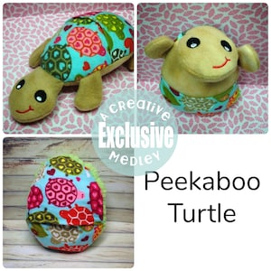 Peekaboo Turtle In the Hoop Stuffed Softie - Reversible folds into an egg, ITH, IN The Hoop, Embroidery Design, Instant download