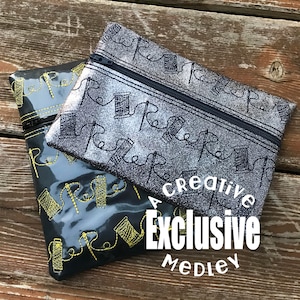 Sewing Motif Zipper Bag In the Hoop – for 5×7 hoops – Horizontal and Vertical  - Instant Download