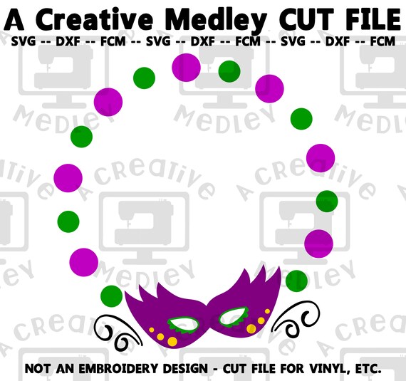 Download Mardi Gras Mask Circle Monogram Frame Cut File SVG FCM | Etsy