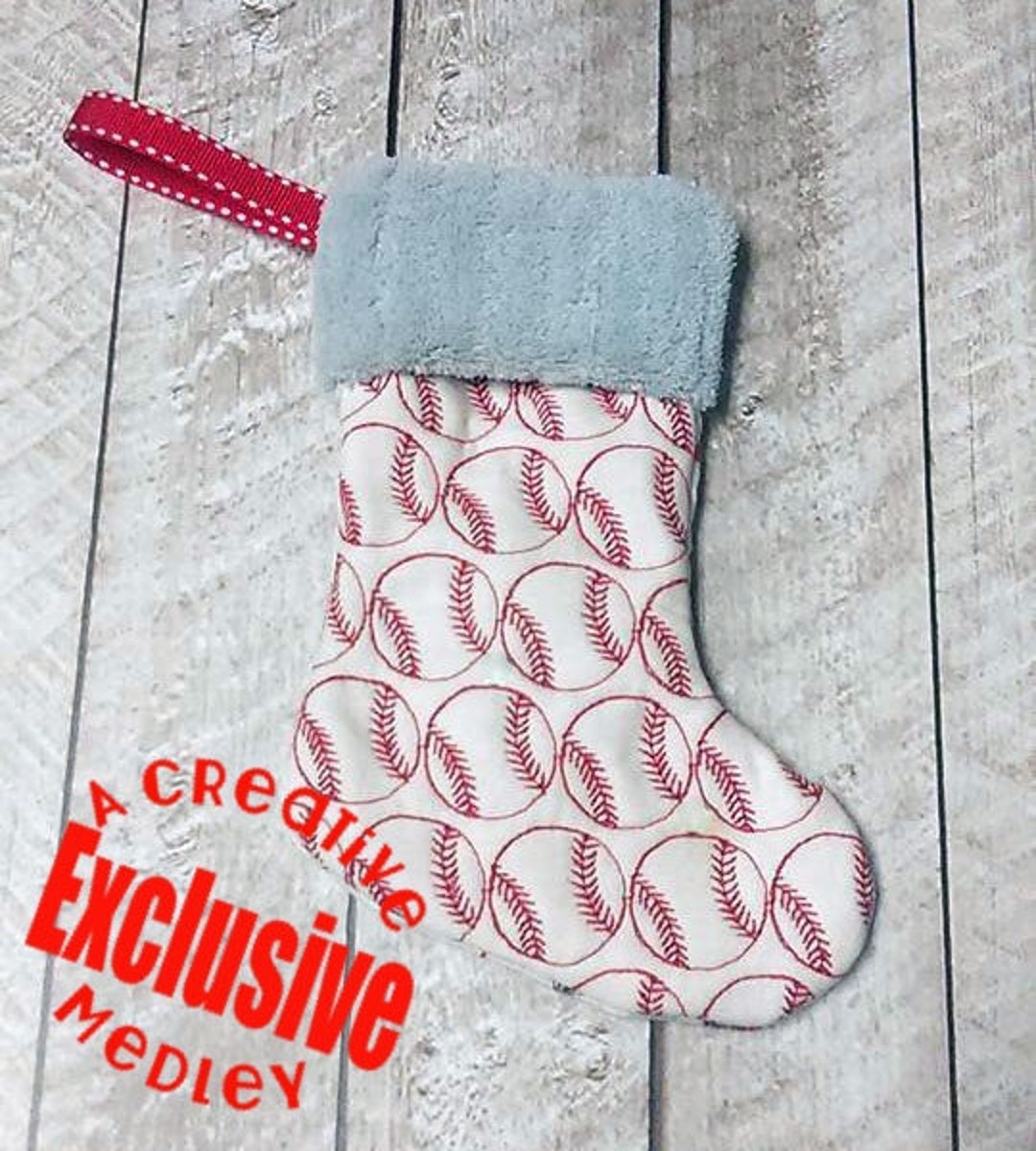 In the Hoop Stocking With Cuff and Baseball Motif ITH - Etsy