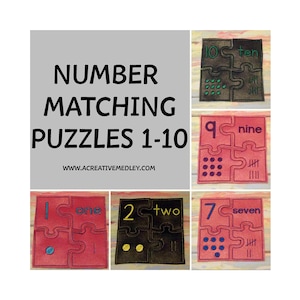 ITH Números que coinciden Puzzles Bordado Diseño