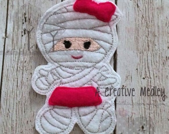 Mummy Girl Jumbo Oversized  felt feltie Embroidery design