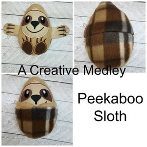 Peekaboo Sloth In the Hoop Stuffed Softie - Reversible folds into an egg, ITH, IN The Hoop, Embroidery Design, Instant download