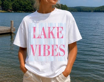 Lake Vibes PNG / Grafica costiera estiva rosa (Download digitale)