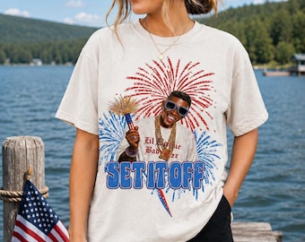 Set It Off Patriotic PNG, Fourth of July PNG, Americana Fireworks PNG Rosso Bianco Blu Grafica PNG, Estate