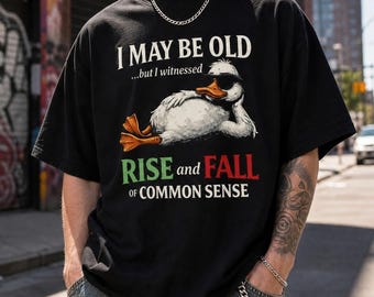 Camiseta Retro Ducks, Camiseta "Puede que sea viejo: El auge y la caída del sentido común", Camiseta vintage Y2K de los 90, Camiseta estampada